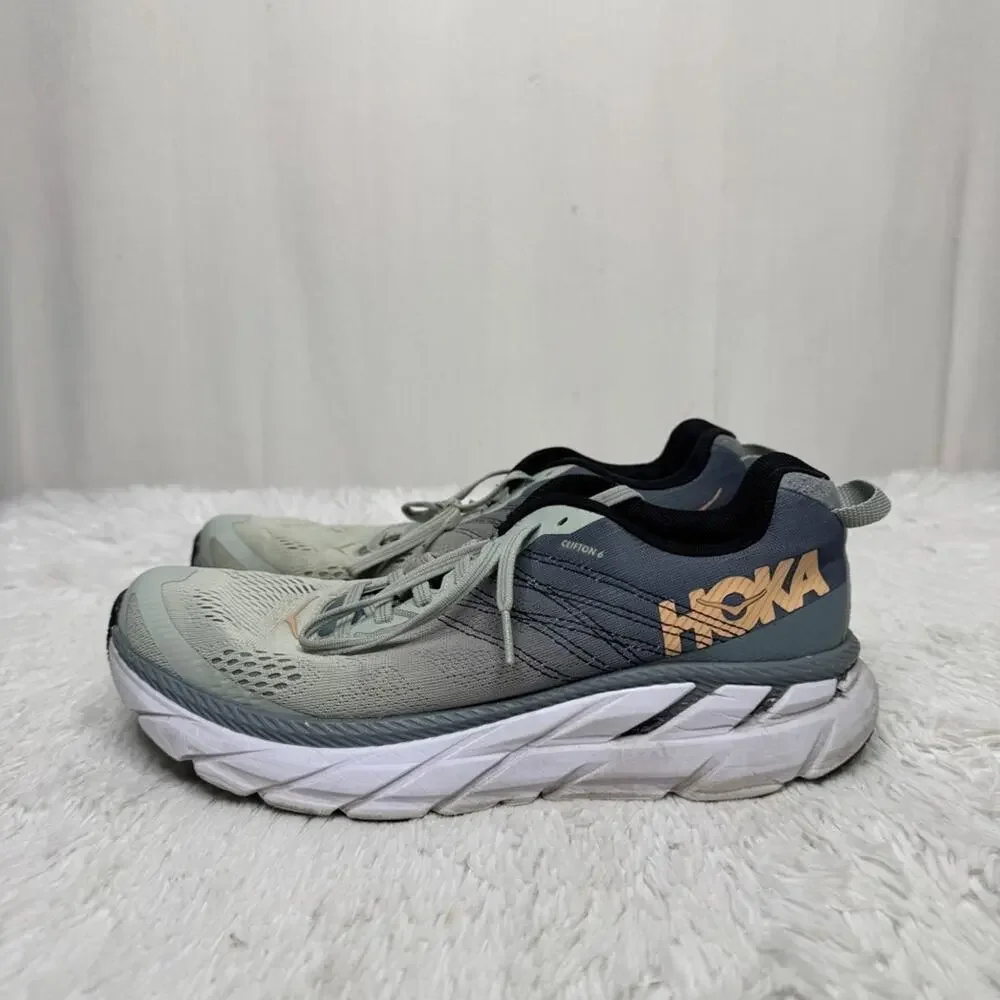HOKA / Clifton 6 green blue lace up running sneakers / 10.5M